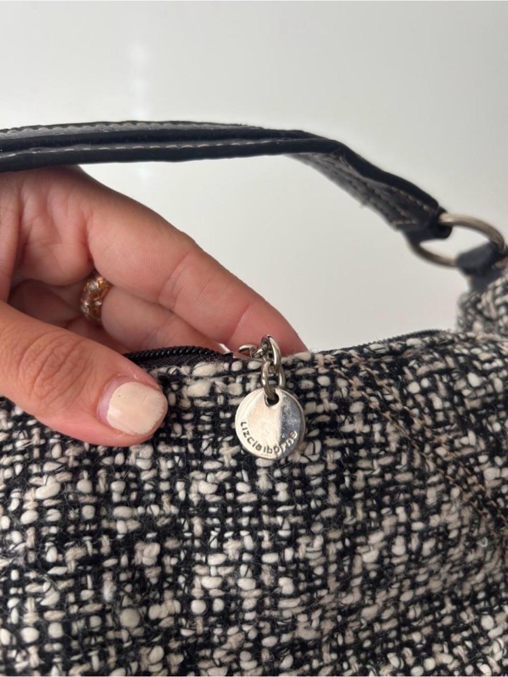 Vintage Liz Claiborne Black and White Tweed Mini Bag - Picture 7 of 8